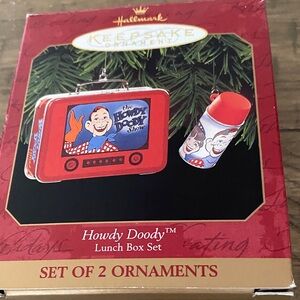 Hallmark Howdy Doody Lunch Box Ornament Set - Red and Blue